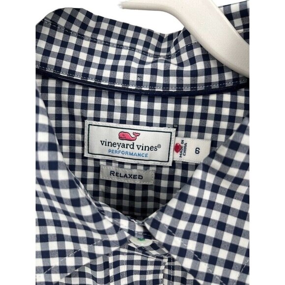 Vineyard Vines Performance Gingham Relaxed Plaid Shirt Ladies Size 6 NWT - Picture 2 of 12